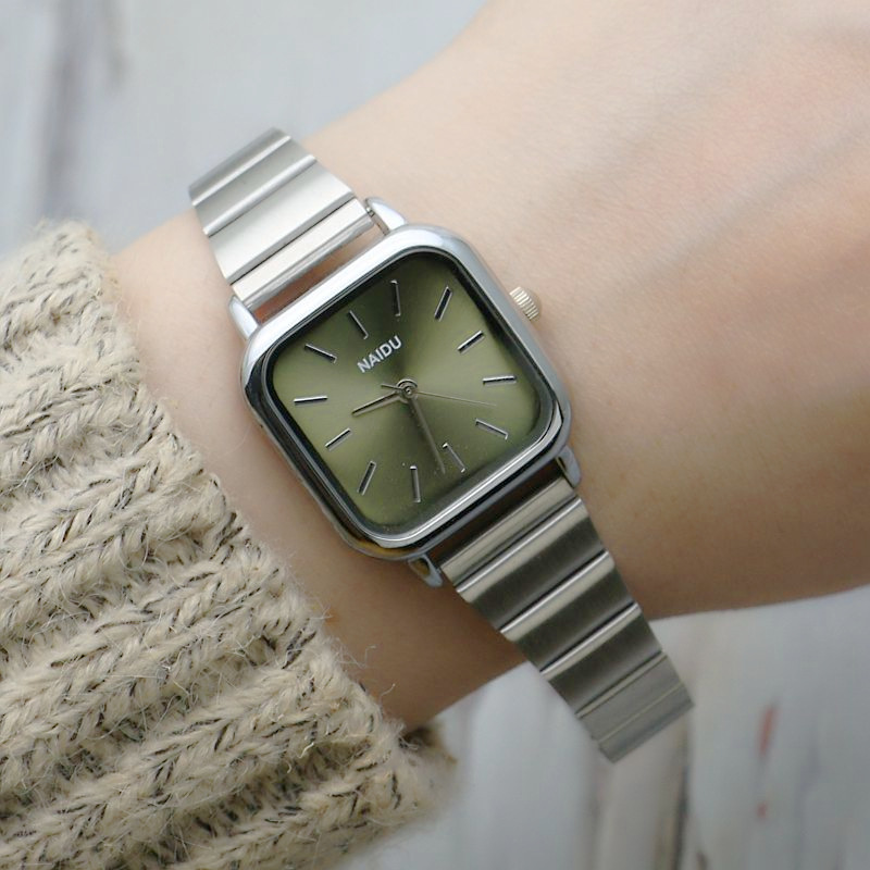 Literary multi-square mesh belt quartz watch stainless steel belt fashionable girls watch forest style square ladies watch
