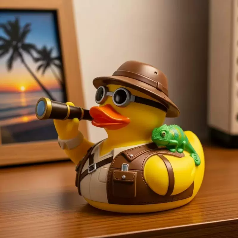 跨境新品创意独立站探险鸭树脂工艺品摆件适合家居桌面庭院装饰品