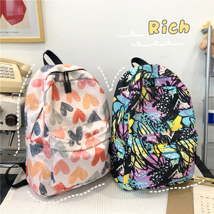 Schoolbag Female Ins K-Style Forest Style Junior High School Girl Backpack High School College Student Graffiti Color Matching Lightweight Backpack