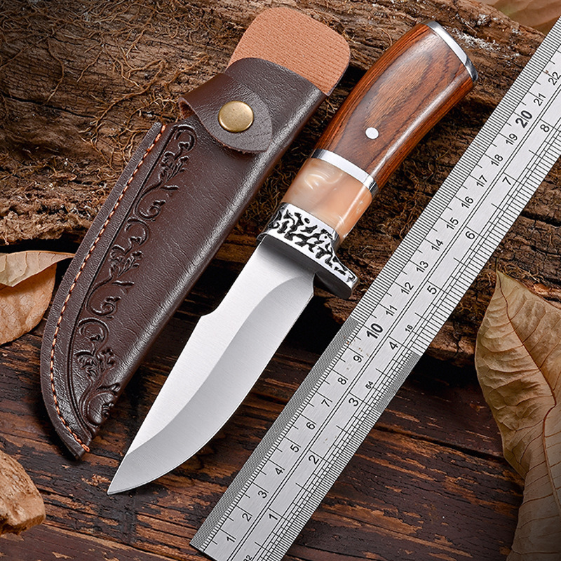 Portable Multifunctional Tactical Survival Straight Knife, High Hardness, Outdoor Wear-Resistant Knife, Sharp Household Knife for Peeling