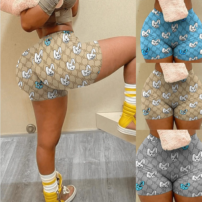 European and American Women's Clothing Amazon Women's Clothing 2022 New Digital Positioning Print Mini Shorts Rogue Rabbit Factory