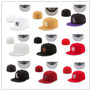 Cross-Border Mib Full-Sealed Size Cap Ny Ji Yang American Baseball League Nfl Flat-Brimmed Cap Classic Embroidered Closed Cap