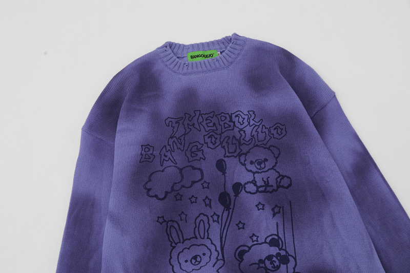 Herrenbekleidung gebratener Retro-kreativer hochwertiger lockerer Batik-Herrenmode-Marken-Straßen-beiläufiger Lazy-Style-Pullover_voghion.com
