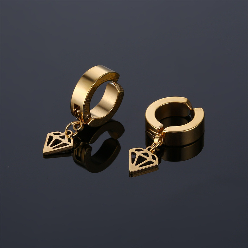1 Piece Simple Style Solid Color Stainless Steel Plating Hollow Out Drop Earrings Ear Clips display picture 3
