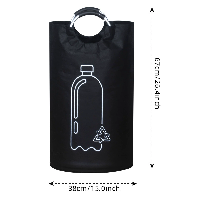 Foldable Laundry Basket, Aluminum Handle, Waterproof Tall Bottle Recycling Bin, Handheld
