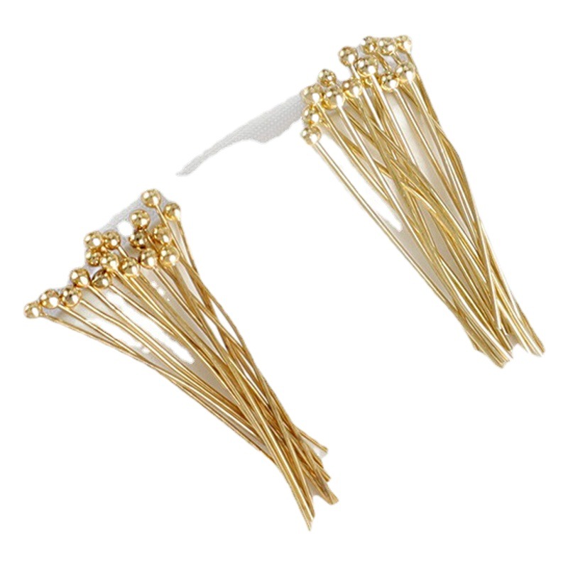 14K gold T pin 9 pin round head pin ball pin flat head pin handmade diy beaded bracelet earrings jewelry material accessories