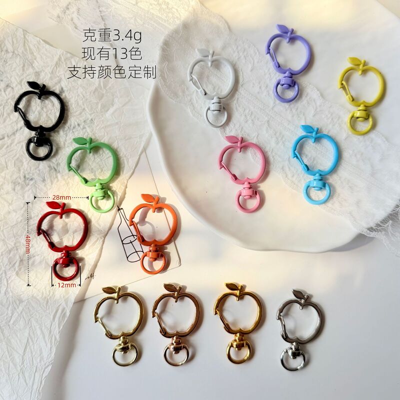 Apple Buckle Color Paint Craft Zinc Alloy Keychain Accessories Handmade DIY Jewelry Hook Pendant