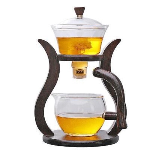 Lazy Man Semi-Automatic Palace Lamp Tea Set Glass Japanese Tea Brewer Magnetic Home Gaiwan Tea Maker Gift Box
