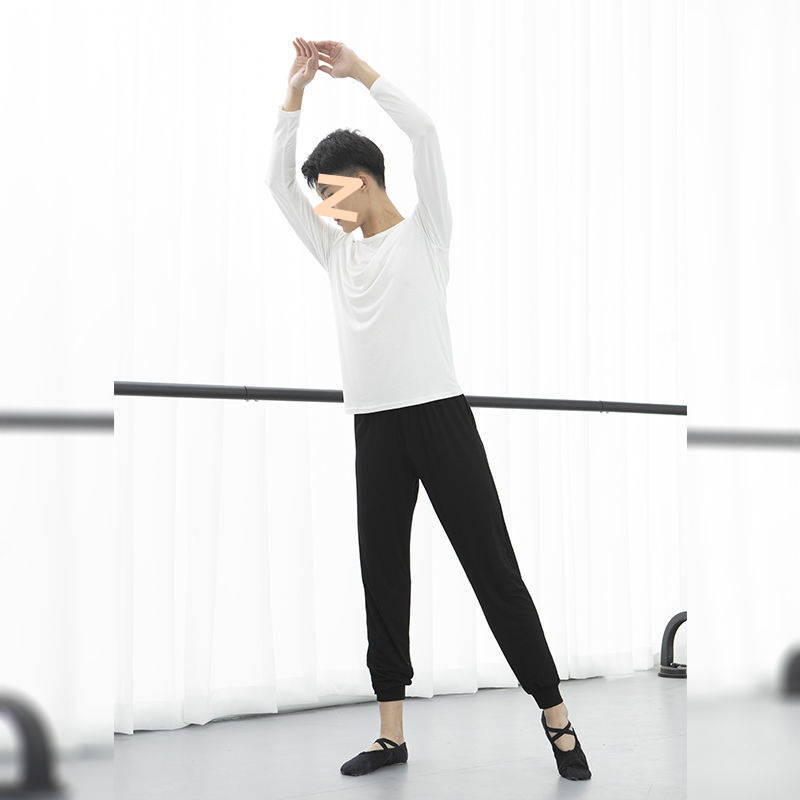 White round neck, long sleeves + carrot pants suit