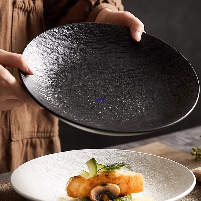 Japanese-Style Deep Dish Ceramic Creative Black Household Dish Plate Light Luxury Soup Plate Tableware Plate-Like Dinner Plate Underglaze Color