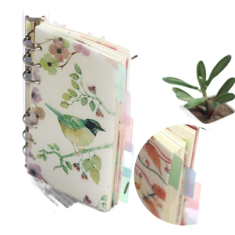 A5A6 Diario partición de papel PP material transparente Color 6-agujero Carpeta de hojas sueltas libreta Índice de partición de página de papel estándar