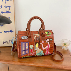 Ladies Fashion Retro Mexican Style Single Shoulder Bag for Exports, Large Capacity Handheld Boston Bucket Bag