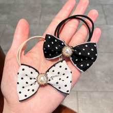 欧根纱蝴蝶结头绳发圈轻奢风珍珠发绳橡皮筋批发女生小饰品发饰女