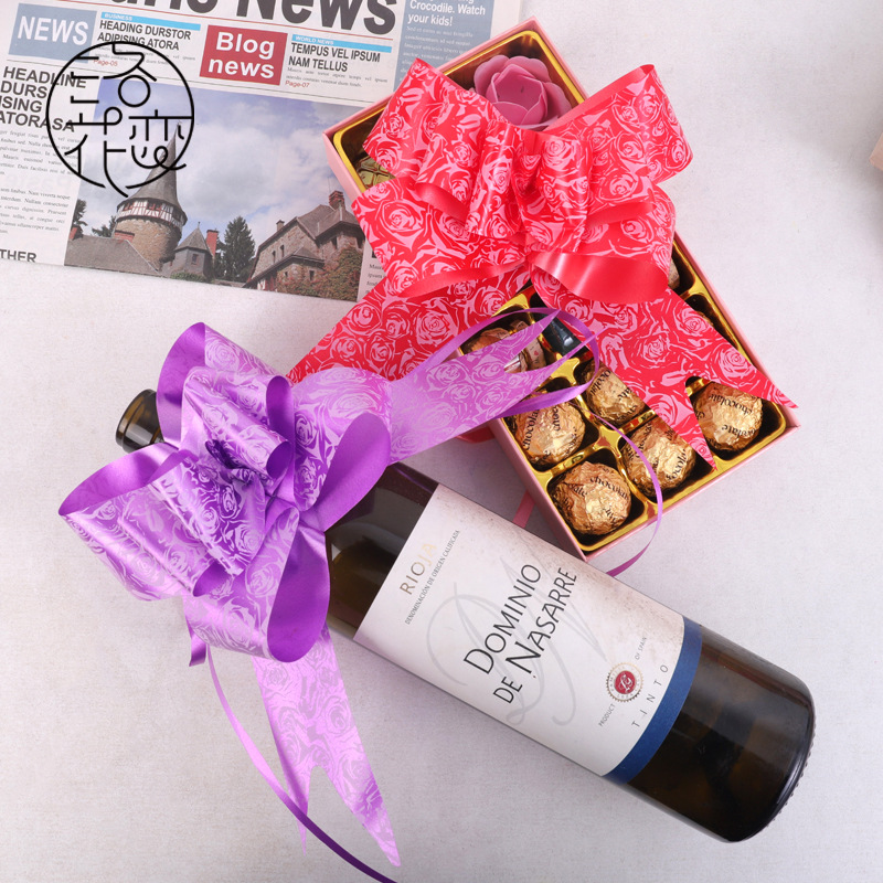 Spot al por mayor 50 # dibujo de flores impresa en color arco de rosa patrón de boda artículos de decoración de automóviles de boda dibujo de flores