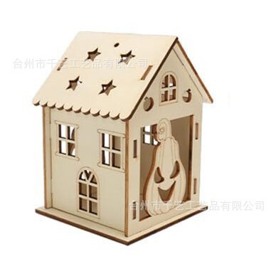 クロスボーダーハロウィン木製カボチャハウス工芸品子供用DIY3D塗装カボチャハウスアートと工芸品|undefined