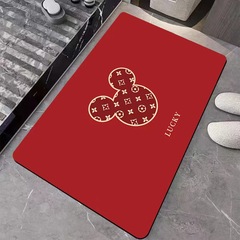 紅色喜慶門墊衛生間門口防滑腳墊浴室廁所耐髒吸水速干硅藻泥地墊