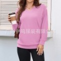 纯色V领宽松卫衣女秋冬新款长袖上衣大码休闲外套|undefined