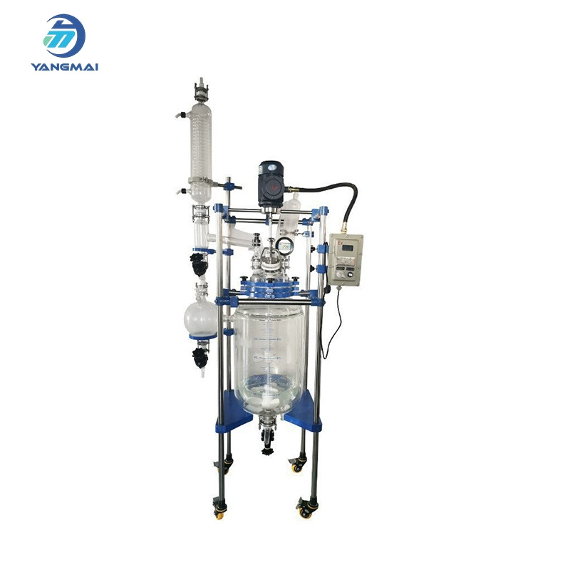 Однослойный и двухслойный трехслойный стеклянный реактор лабораторный с рубашкой китайский реактор 1л-200л стеклянный реактор