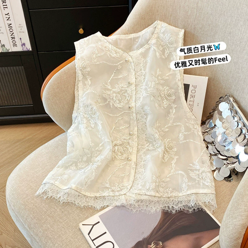 Настоящая фотография ретро-тяжелой вышивки Tencel, высококачественный новый китайский стиль, улучшенный костюм Тан, новый универсальный женский жилет в национальном стиле, новый стиль