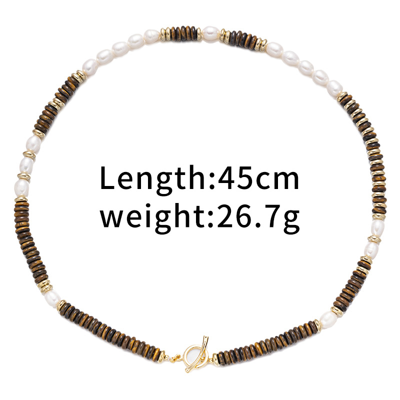 Europa y América retro langosta collar de piedra de ojo de tigre sensación de alto nivel de moda versátil no se desvanece nicho collar de perlas verdaderas mujeres