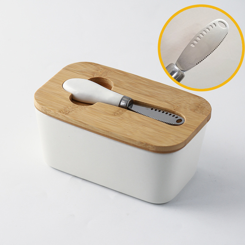 長方形陶磁器牛油箱クロスボーダー代発レストラン密封貯蔵箱西洋風チーズ箱ナイフ付きバター箱|undefined