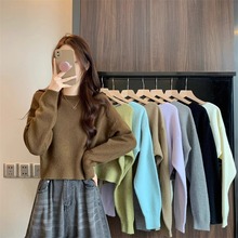 纯色短款毛衣2024秋季内搭毛衣小个子上衣韩版学院风针织打底衫女