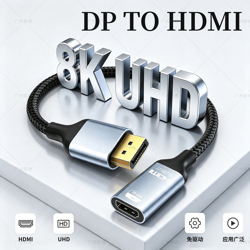 DP to HDMI adapter cable 8K60hz laptop monitor video connection conversion cable dp to hdmi