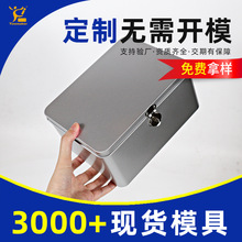 长方形马口铁盒定制大号玩具化妆品收纳盒带密码锁翻盖盲盒铁盒