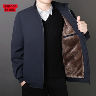 定制加绒棉衣男中老年夹克外套2025新款加棉加厚保暖立领休闲棉衣