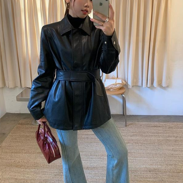 机车皮衣外套女2025春秋季高级感气质收腰显瘦中长款休闲百搭皮夹|undefined