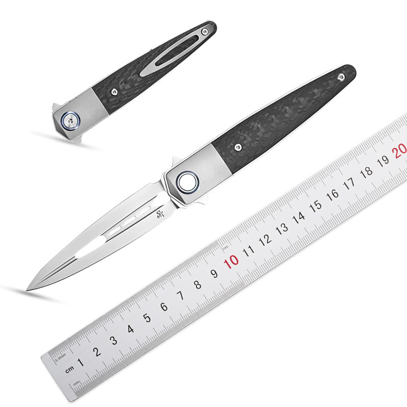 ST993折刀手工进口M390珠光抛光+钛碳纤维手柄EDC工具刀口袋刀