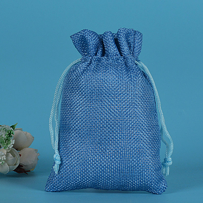 льняная сумка 7*9 см; голубая нейлоновая веревка озера