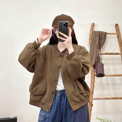 纯色外套 2025秋季新款 复古开衫夹克棒球服女显瘦百搭上衣28113