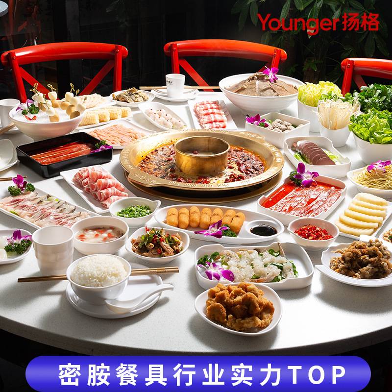 Commercial hot pot tableware melamine dishes suit creative beef side dish lettuce bucket self-service dip bowl snack plate