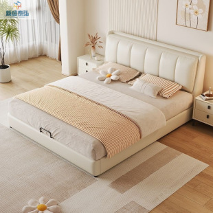 Leather Bed Master Bedroom Queen Bed Wedding Bed Double 1.8x 2 m Bed Modern Simple 1.5 m Household Soft Bag Second Bedroom Queen Bed