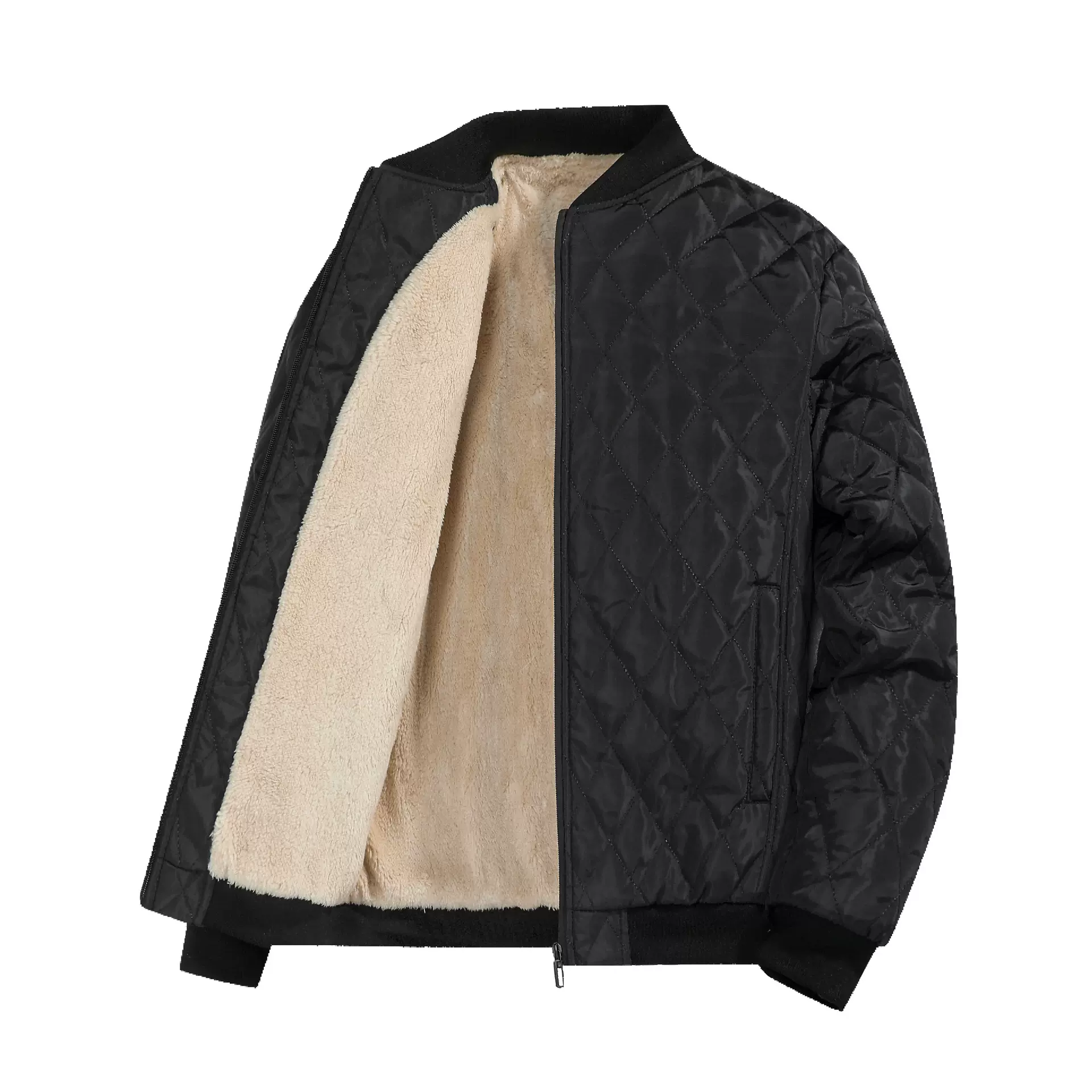 跨境欧码加绒加厚棉衣男2025新款秋冬保暖潮流菱格棉服男士潮牌衣