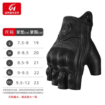 Motorcycle Riding Gloves Genuine Leather Sheepskin Half-Finger Breathable Retro Cruising Harley Rider Motorcycle Gear Spring and Summer Season (Motorcycle Safety Supplies) - 302b-black-half-finger-model-domestic-sheepskin-soft-and-comfortable-s