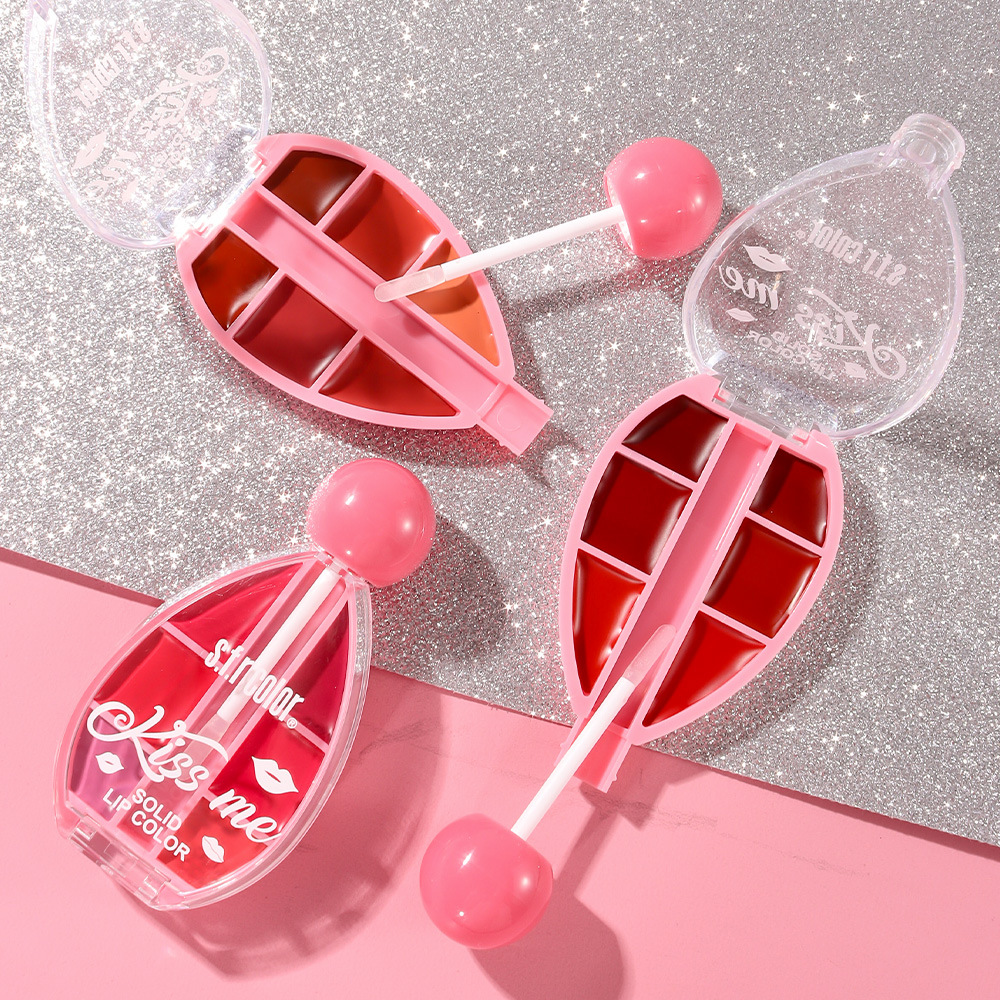 s.f.r color comercio exterior especializado portátil humectante natural sabor de sandía 6 colores lápiz labial con cepillo labial
