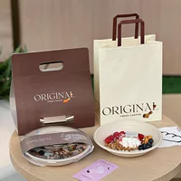 Красивая упаковка для йогурта, легкая упаковка для продуктового магазина, салатница, одноразовая упаковка для еды на вынос, креативная сумка-упаковка, бумажный лоток