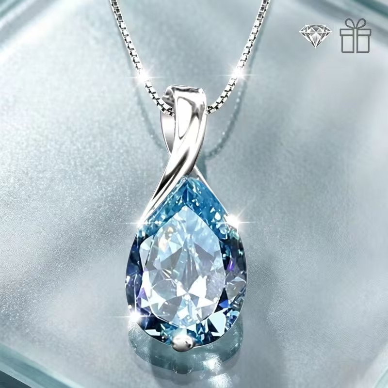 Blue diamond necklace [with box chain]