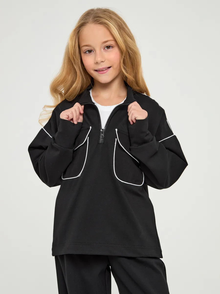 Mädchen Freizeit Streetstyle Zweiteiler Mit Half Zip Pullover_voghion.com