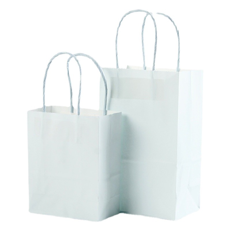 En stock macaron color bolsa de papel Kraft pequeña leche fresca té para llevar bolsa de embalaje Embalaje de compras 6 mango de color