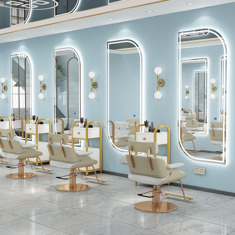 Barbería espejo de pared lujo ligero LED con lámpara de belleza espejo de luz de peluquería espejo