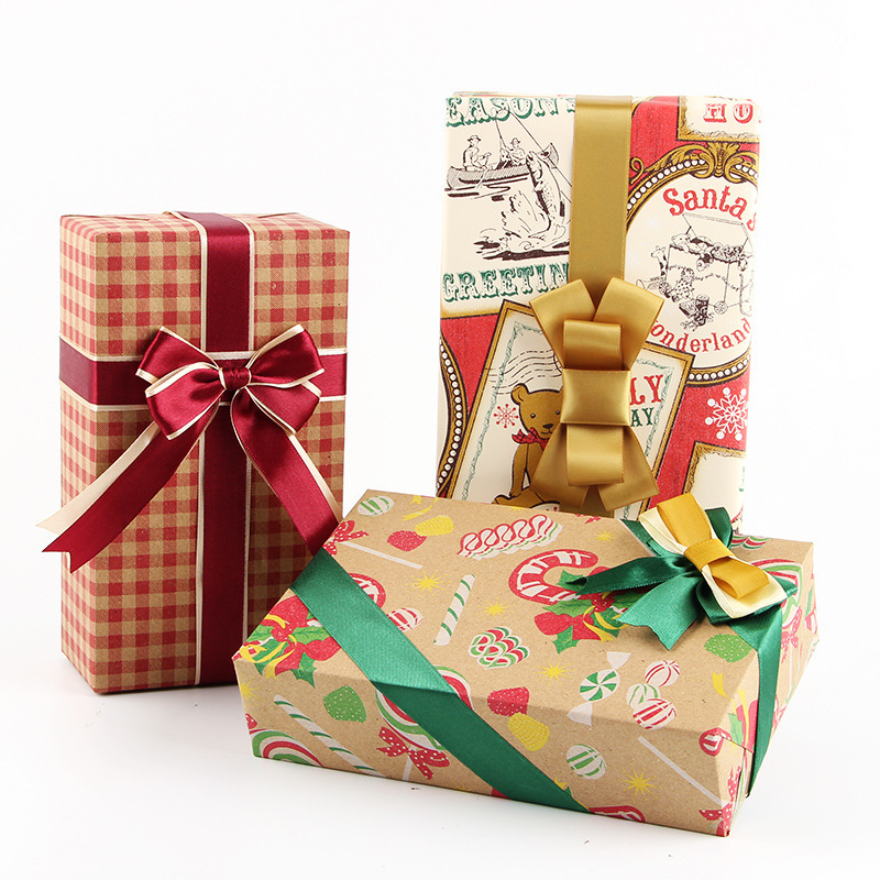 Papel de regalo de Navidad Papel Kraft vintage a cuadros rojo Papel de regalo de cumpleaños de San Valentín papel de regalo de gran tamaño