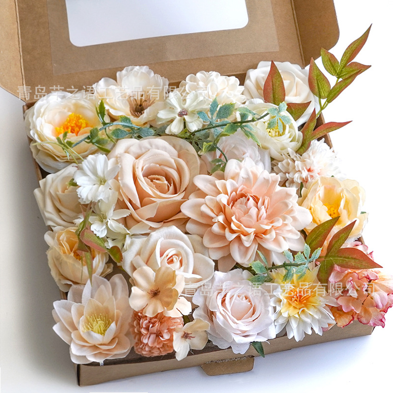 Nueva flor artificial con poste de la flor de la boda decoración ambiente props decoración al aire libre caja de regalo flor hortensia DIY flor de seda