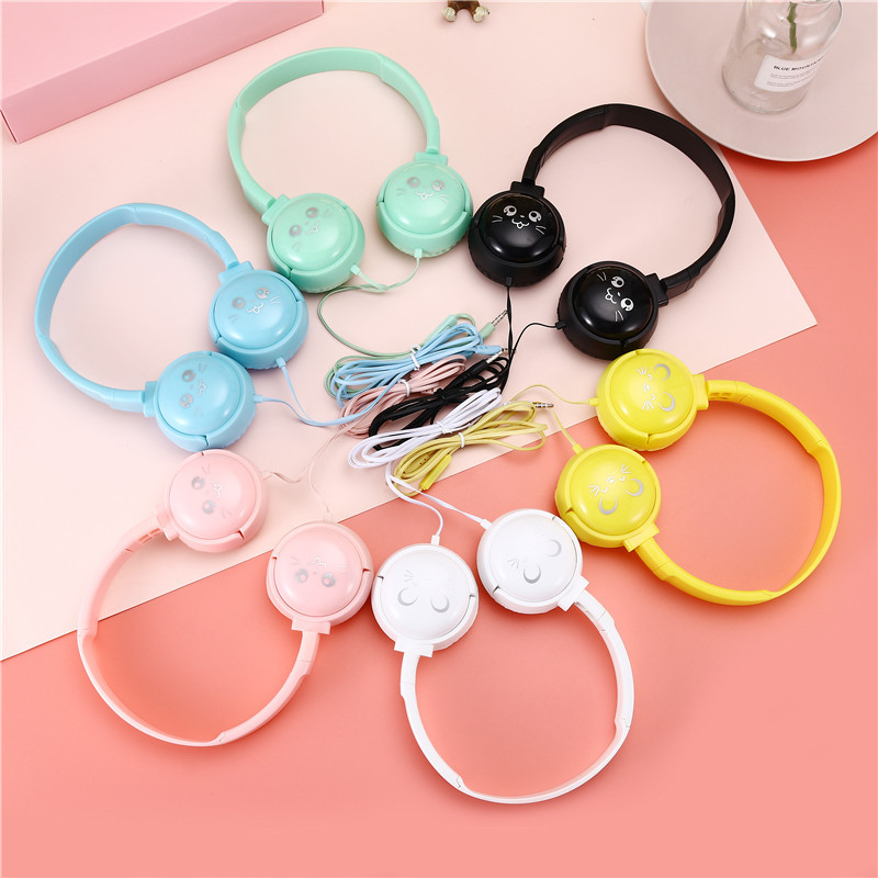 Factory Outlet Explosions Gift Cat Headset J18 Headset Mobile Phone Subwoofer Line Control Headset with Wheat