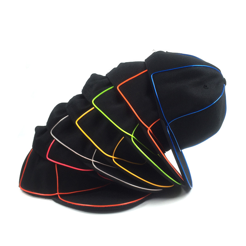 Party EL sombrero de hip-hop luminoso de luz fría bar baile sombrero de béisbol LED luminoso Bungee sombrero de boca de pato