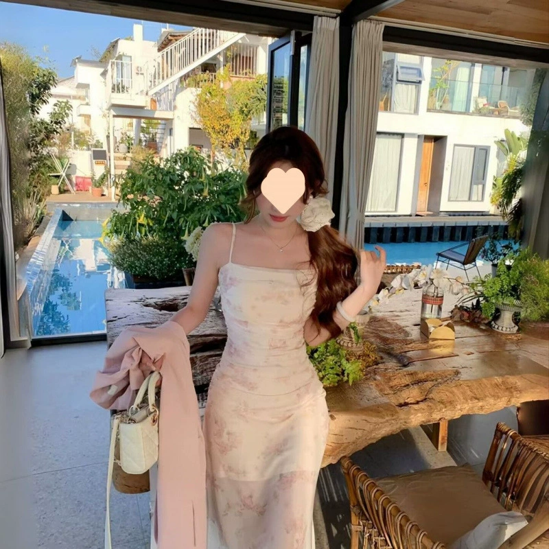 Женское платье на подтяжках в стиле отпуска, чистое желание, облегающее сетчатое платье в форме рыбьего хвоста, закрывающее бедра, потрясающее на первый взгляд.