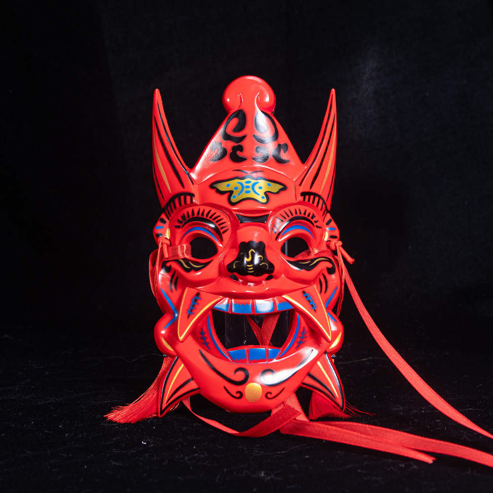 Nueva máscara de ópera Nuo pintada a mano nueva COS tallado en madera ABS Guizhou máscara del patrimonio inmaterial cara completa accesorios de estilo chino image 5