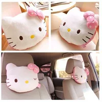 Милый мультяшный Кот пудра в горошек с бантом KT Hello Kitty Автомобильный подголовник подушка для шеи Автомобильная подушка